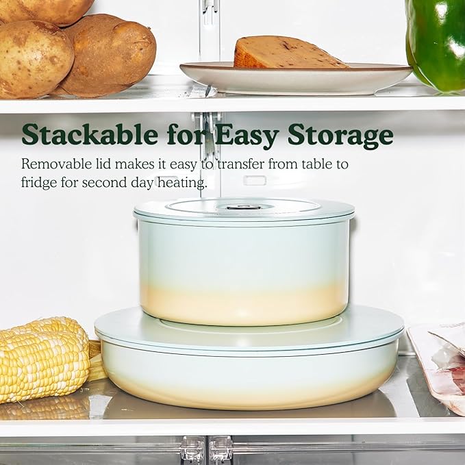 Ombré Titanium Ceramic Cookware Set Non Toxic – 8 Pcs Non Stick Pots and Pans Set with Removable Handles, Magnetic Lid & Wooden Spatula for Cooking – Oven & Dishwasher Safe (Catalina Blue)