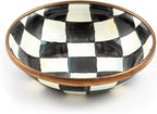 MACKENZIE-CHILDS Enamel Dipping Bowl, Small Serving Bowl for Entertaining, Black-and-White Courtly Check