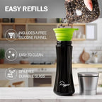 HOME EC Stainless Steel Salt and Pepper Grinder Set of 2 - Adjustable Ceramic Sea Salt Grinder & Pepper Grinder - Glass Salt and Pepper Shakers - Pepper Mill & Salt Mill W/Funnel - Black and White