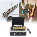 1550W Commercial Waffle Stick Maker, 6 Waffles on a Stick Non-Stick Stainless Steel Belgian Waffle Iron w/Time & Temper Adjustable| Whisk|Food Clip, Large Waffle Machine for Restaurant Party
