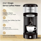 Mini Single Serve Coffee Maker - K Cup & Ground Coffee Compatible - 90 Second Brew - Portable Machine for Home, Office, RV - 14oz Reservoir