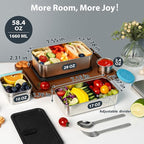 Stackable Stainless Steel Bento Box for Adults with Snack Container, Metal Leak-Proof Food Containers with Detachable Divider, Double Layer Bento Lunch Box for Work Travel, BPA-Free, Dishwasher Safe