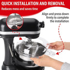 Pouring Shield for KitchenAid 6-7Qt Bowl Lift Stand Mixer (for Stainless Steel Bowls Only), Splash Guard Mixers Bowl Cover for Kitchen aid 6-7Qt Accessories and Attachments (Clear)