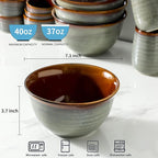 MEKY Soup Bowls, 40oz Large Deep Stoneware Cereal Bowls for Salad, Pasta, Popcorn - Dishwasher & Microwave Safe Set of 4, Elegant Stackable Porcelain Kitchen Dining Serveware, Brown