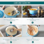 vancasso 7.5 QT Enameled Cast Iron Dutch Oven with Lid - Nonstick Enamel Coating, Tight-Sealing Pot for Bread Baking, Braising, Soups & Stews, Oven/Stovetop/Grill Safe, Blue