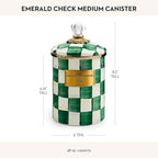 MACKENZIE-CHILDS Medium Enamel Canister, Kitchen Storage Container with Lid, Green-and-White Emerald Check