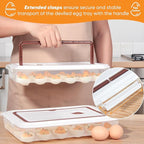 Deviled Egg Containers with Lid, (Set of 2), Plastic Deviled Egg Tray Carrier with Handle for 48 Eggs, Clear Storage Egg Platter for Devil Egg, Fridge Stackable Portable Egg Holder