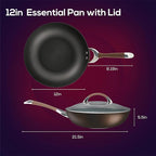 Circulon Symmetry Hard Anodized Nonstick Wok/Stir Fry Pan with Lid, 12", Chocolate