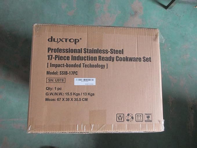 Duxtop Professional Stainless Steel Pots and Pans Set, 17PC Induction Cookware Set, Impact-bonded Technology