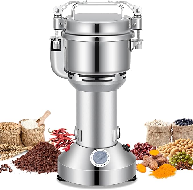 Grain Mill 300g Commercial Spice Grinder Electric 1200W Stainless Steel Pulverizer Dry Grinders for Grinding Wheat, Oats, Corn, Pepper, and Coffee Beans – Grinder for Kitchen.