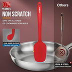 Walfos Silicone Spatula - 600°F High Heat Resistant Kitchen Spoon Spatulas, Strong Steel Core & One-Pieces Seamless Design, Perfect for Cooking Mixing & Baking - BPA Free & Dishwasher Safe 2 Set, Red