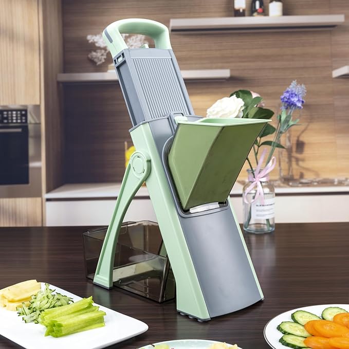 Upgraded Version All-in-1 Mandoline Slicer for Kitchen & Adjustable Mandolin, Vegetable Chopper, Detachable Blade, Cut Slicing, Strips, Shredding, Dicing, Chop, Kitchen Veggie Chopper