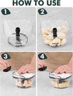 Manual Food Processor Vegetable Cutter, Geedel Pull Chopper with String, Food Chopper Vegetable Cutter for Veggies, Fruits, Salad, Onion, Ginger, Nuts.