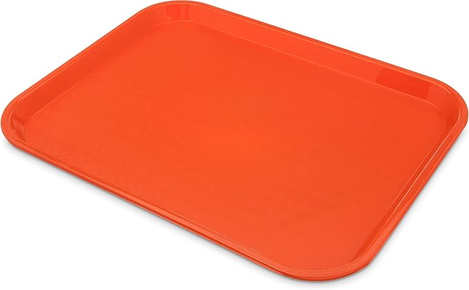 Carlisle FoodService Products Cafe Fast Food Cafeteria Tray with Patterned Surface for Cafeterias, Fast Food, And Dining Room, Plastic, 17.87 X 14 X 0.98 Inches, Orange