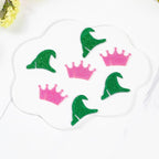 20 Pack Pink and Green Party Decrations, Princess and Witch Party Accessories, Green Witch Broomstick and Glitter Pink Princess Wand Cocktail Stir Sticks for Themed Parties (Wine Glass Charms)