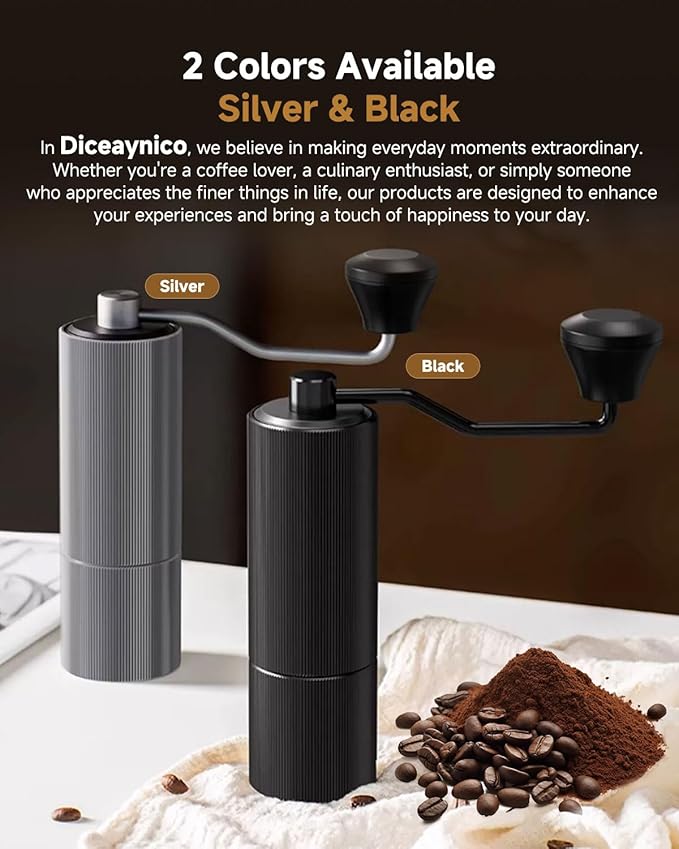Manual Coffee Grinder,Hand Coffee Grinder with 30 Adjustable Settings,CNC 420 Stainless Steel Espresso Conical Burr-Portable Multi-Bearing Design for Pour Over,French Press & Moka pots