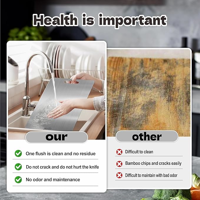 Titanium Cutting Board - 100% Pure Titanium Cutting Boards for Kitchen - Cutting Edge Hygiene & Durability, Cutting Boards for Home Kitchen Cooking (18 inch x 12 inch)