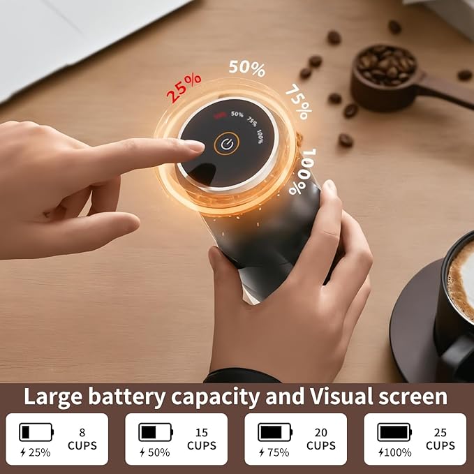 Portable Electric Coffee Grinder Rechargeable,Office 38 Adjustable Grinding Settings， LED Battery Indicator Shows Remaining Battery, Suitable for Travel, Camping, Office