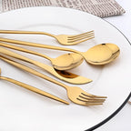 24Pcs Gold Mirror Silverware Flatware Set, 18/0 Stainless Steel Cutlery Set Utensils Kitchen Dinnerware Include Knife Fork Spoon and Teaspoon, Service for 4