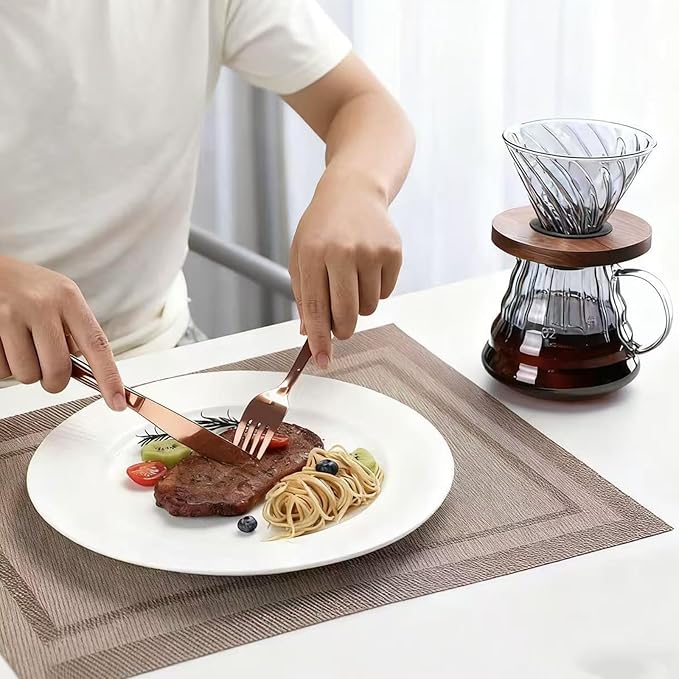 Rosegold 40 Piece Silverware Set,Stainless Steel Flatware Set for 8,18/0 Rust-Proof Cutlery Set with Forks & Spoons,Mirror Polished Dishwasher Safe - Heavy Duty Tableware for Home & Dining