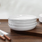 Stoneware Dinner Plates Set of 4, 8 Inch Reactive Matte Glaze Ceramic Plates Set, Modern Dinnerware Dish set for Kitchen,Microwave, Dishwasher Safe, Scratch Resistant,White