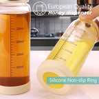 Honey Dispenser No Drip, Maple Syrup Dispenser, Olecranon design, automatic reflux，Honey Jar with Stand, Beautiful Bottle Pot, Perfect Honey Container(10 oz×pack 2)