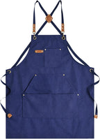 Canvas Aprons for Men Chef Apron, Work Apron with Large Pockets - 16oz Heavy Duty Cross Back, BBQ, Cooking