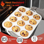 Silicone Muffin Pans for Baking, Metal Reinforced Frame Regular 24 Cups & Mini 12 Cups Cupcake Pan Nonstick Muffin Pan for Homemade Baking Easy to Handle