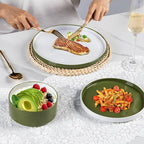 AmorArc Ceramic Dinner Plates Set of 6,10.25 inch Large Stoneware plates for Kitchen, Microwave&Dishwasher Safe,Scratch Resistant-Green