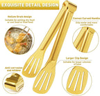JCREN Serving Tongs - 6 Pack Stainless Steel Buffet Tongs, Gold, 7 Inch