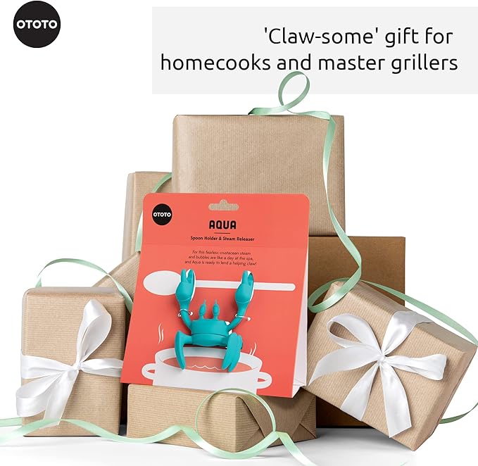 OTOTO Aqua the Crab Silicone Utensil Rest - Silicone Spoon Rest for Stove Top - BPA-Free, Heat-Resistant Kitchen and Grill Utensil Holder - Non-Slip Spoon Holder Stove Organiser and Steam Releaser