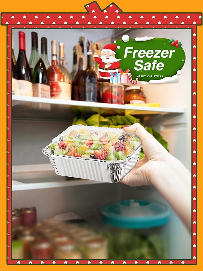 110 Pack 5x4 Disposable Small Aluminum Pans with Dome Lids - 1lb-Mini-Aluminum-Foil-Pans-Tin-Foil-Takeout-Trays-Food-To-Go-Containers-for-Meal-Prep-Cooking-Roasting-Heating-Baking