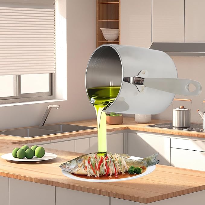 Stainless Steel Butter Warmer Pot with Scale Marks - 700ml/23.66oz Milk Heating Pot for Chocolate, Coffee, Tea - Multi-Layer Melting for Kitchen, Stovetop Safe(700ML)