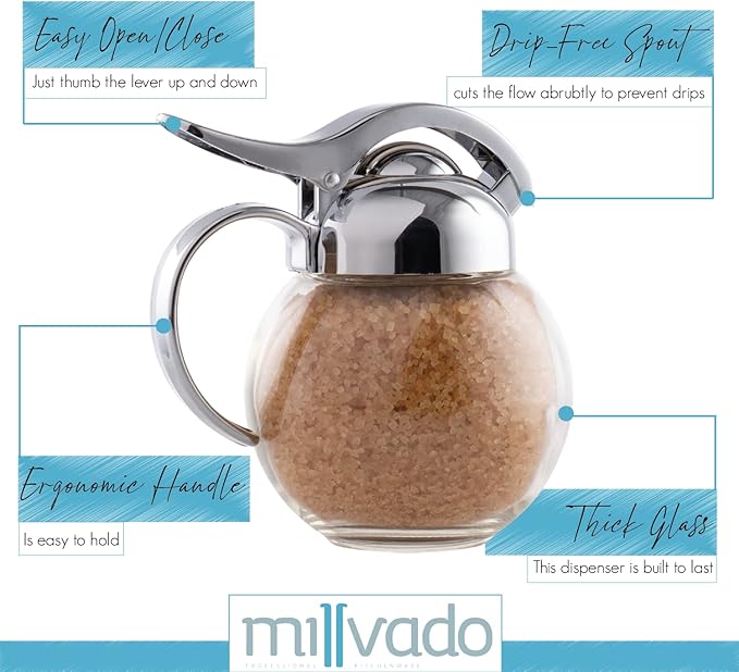 Syrup Dispenser, Restaurant Style Glass Honey or Maple Syrup Dispenser,10 Ounces, Dishwasher Safe