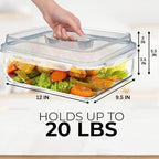 4800 ML / 163 oz / 21 Cup LARGE Glass Food Storage Container with Airtight Locking Lid. Ideal Storing food, Vegetables, Fruits. Baking Casserole, Lasagna, Roasting Turkey, Chicken BPA Free Oven Safe