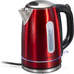 Hamilton Beach Electric Tea Kettle, Water Boiler & Heater, 1.7 Liter, Cordless Serving, 1500 Watts for Fast Boiling, Auto-Shutoff and Boil-Dry Protection, Red with LED Light Ring (41060)