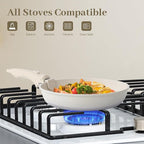 15-Piece Ceramic Nonstick Pots and Pans Set – Kitchen Cookware with Detachable Handle, RV Camping Cookware Set – Oven & Dishwasher Safe, PFOA-Free – Cream White