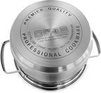 Kitchen Cookware Sets, 12 Pcs Hybrid Stainless Steel Cookware Sets, Non Stick Frying Pans, Saucepans, Saute Pan & Stock Pot, Pots and Pans,Induction Compatible,Silver