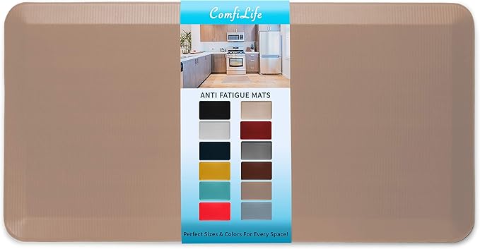 ComfiLife Anti Fatigue Floor Mat – 3/4 Inch Thick Kitchen Mats for Floor, Standing Desk Mat, Kitchen Rug – Comfort at Home, Office – Durable – Stain Resistant – Non-Slip Bottom (24" x 70", Beige)