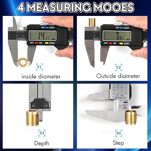 Digital Caliper Measuring Tool,with Large LCD Screen, Easy Switch Inch/MM/Fraction,6inch/150mm Stainlee Steel Caliper and 8inch/200mm Stainlee Steel Ruler for DIY/Household