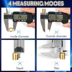 Digital Caliper Measuring Tool,with Large LCD Screen, Easy Switch Inch/MM/Fraction,6inch/150mm Stainlee Steel Caliper and 8inch/200mm Stainlee Steel Ruler for DIY/Household