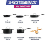 Blue Diamond Cookware Hard Anodized Ceramic Nonstick, 10 Piece Cookware Pots and Pans Set, Non-Toxic PFAS-Free, Dishwasher and Oven Safe, Durable, Even Heating, Metal Utensil Safe, Gray