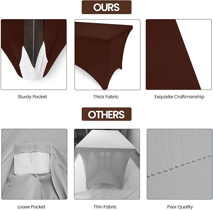 Utopia Kitchen 6FT Spandex Tablecloth [1 Pack, Light Coffee] 200 GSM Stretch, Fitted, Washable and Wrinkle Resistant Table Cloth Rectangle Cover for Trade Shows, Wedding, Parties [72Lx30Wx30H Inch]