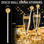 10 Pieces Gold Drink Stirrers Cocktail Disco Balls Cocktail Stirrers Disco Ball Swizzle Sticks Glitter Drink Stirrers for Last Disco Bachelorette Party Wedding Bar 7.4 Inches Long