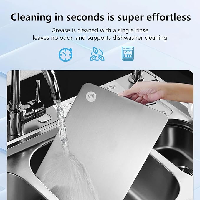 Titanium Cutting Board Set of 1, 11 * 8inches,Titanium Cutting Boards for Kitchen, Food Grade Metal Double Sided Chopping Boards for Kitchen Counter Meat Vegetable Fruit Outdoor Camping