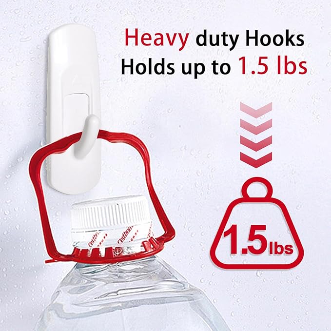 30 Medium Hooks for Hanging, 34 Adhesive Wall Strips no Damage Heavy Duty, Sticky Utility for Door，Key，Bathroom Towel，Coat