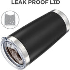 20 oz Tumbler with Lid Stainless Steel Insulated Tumblers Bulk Double Wall Vacuum Cups Powder Coated Travel Mug Keep Drinks Cold and Hot, Black, 4 Pack