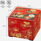 TIKUSAN Lacquer Bento Box Container Japanese Traditional 3 Tiers Stack Box Jubako Osechi Made in Japan (Red)