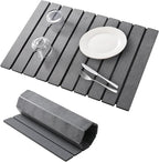 Large Stone Drying Mat for Kitchen Counter, 24''L x 16''W Diatomaceous Earth Collapsible Dish Drying Mat, Quick Drying Mat for Dishes, Bottles and Cups, Matches Any Countertop (Dark Gray)