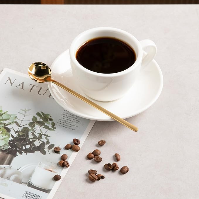 12 PCS Coffee Spoons, 18/8 Stainless Steel Espresso Spoons, 6.7 Inches Vogue Mini Tea Spoon, Cappuccino Stirring Small Spoon for Dessert, Ice Cream, Frosted Handle,Sweejar(Gold)